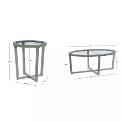 Kirklands Home Coffee Tables|Wood & Glass Top 3-pc. Table Set Gray