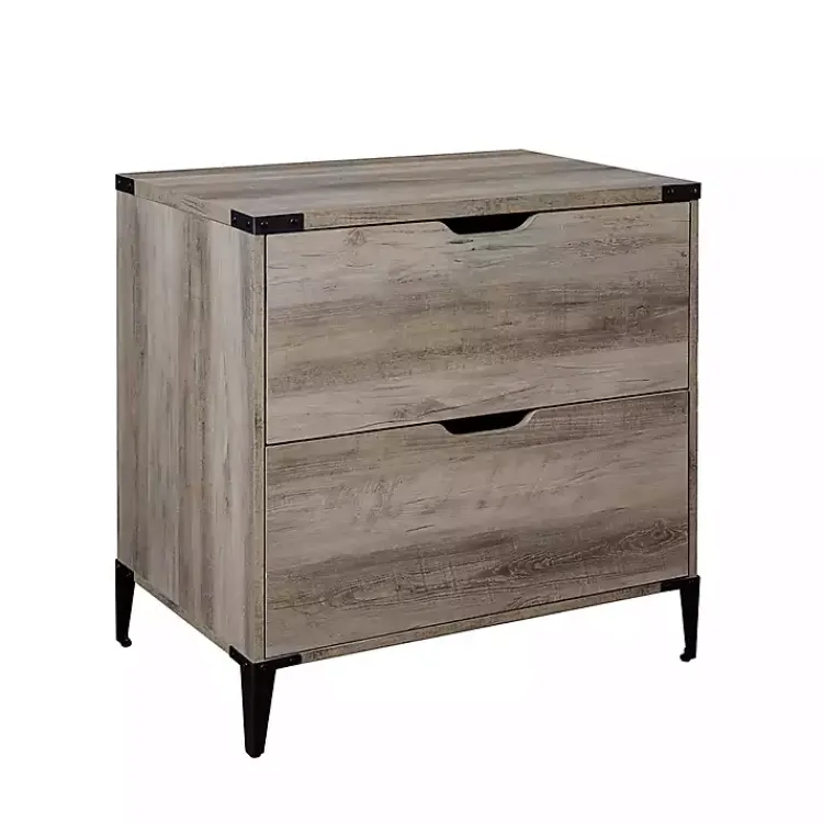 Kirklands Home Office Furniture|Wood and Iron Accent Filing Cabinet Gray