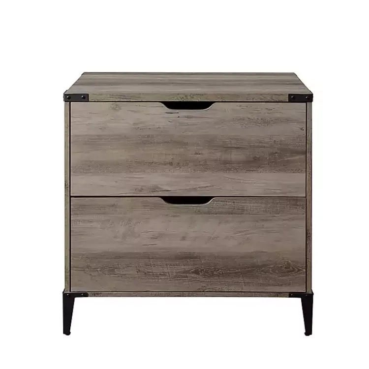 Kirklands Home Office Furniture|Wood and Iron Accent Filing Cabinet Gray