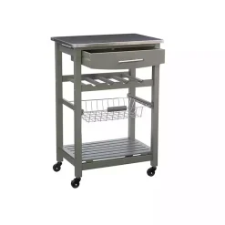 Kirklands Home Kitchen Islands & Bar Carts|Wood and Stainless Steel Kitchen Cart Gray