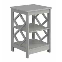 Kirklands Home Accent & End Tables|Wood Diamond 2-Tier Accent Table Gray