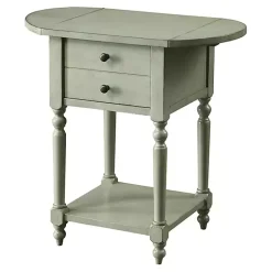 Kirklands Home Accent & End Tables|Wood 2-Drawer Drop Leaf Side Table Gray