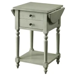 Kirklands Home Accent & End Tables|Wood 2-Drawer Drop Leaf Side Table Gray