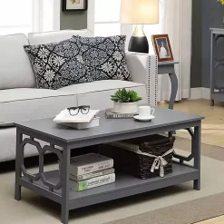 Kirklands Home Coffee Tables|Wood Geometric Sides Coffee Table Gray
