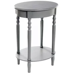 Kirklands Home Accent & End Tables|Wood Oval Emily Accent Table Gray