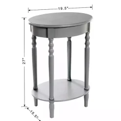 Kirklands Home Accent & End Tables|Wood Oval Emily Accent Table Gray
