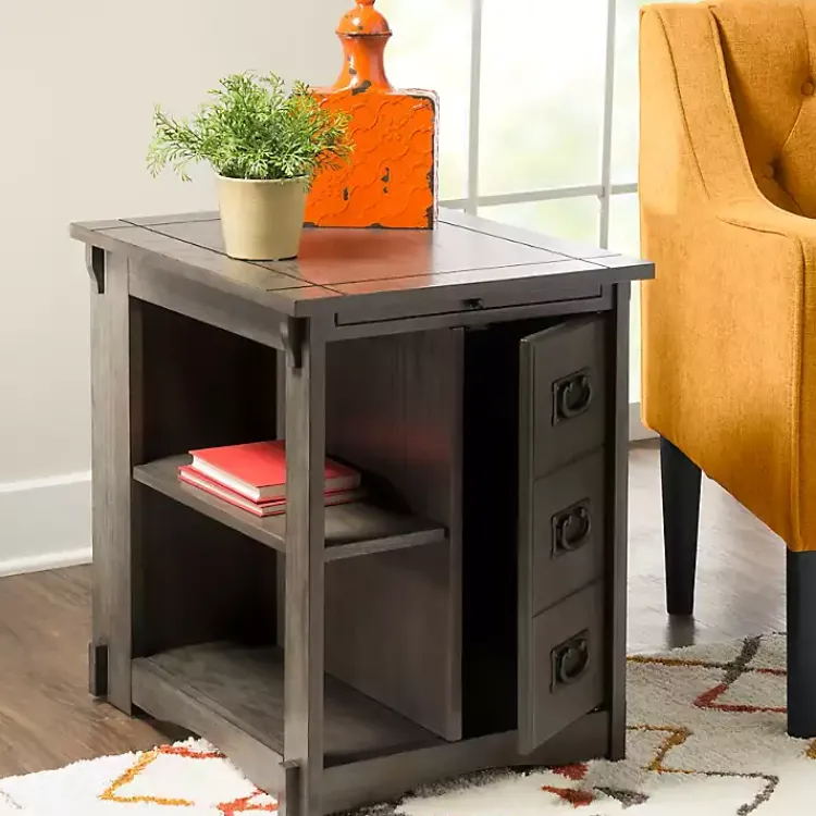 Kirklands Home Accent & End Tables|Wood Parnell Storage Accent Table Gray