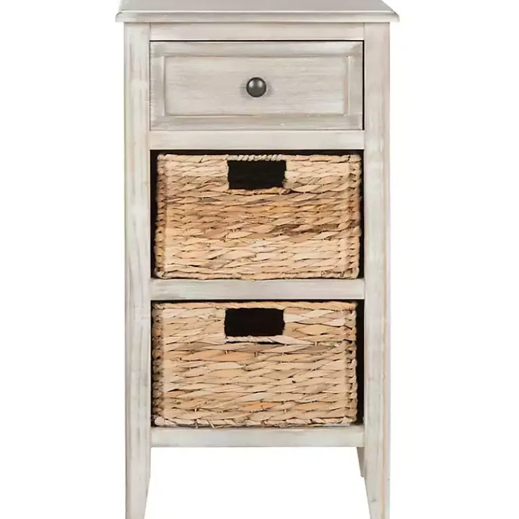 Kirklands Home Accent & End Tables|Wood Side Table with Baskets Gray