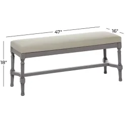 Kirklands Home Benches & Ottomans|Wood Upholstered Burlap Seat Bench Gray