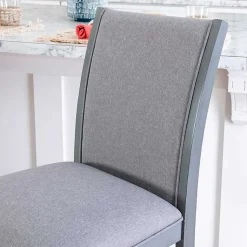 Kirklands Home Bar Stools & Counter Height Stools|Wood Upholstered Counter Stools, Set of 2 Gray