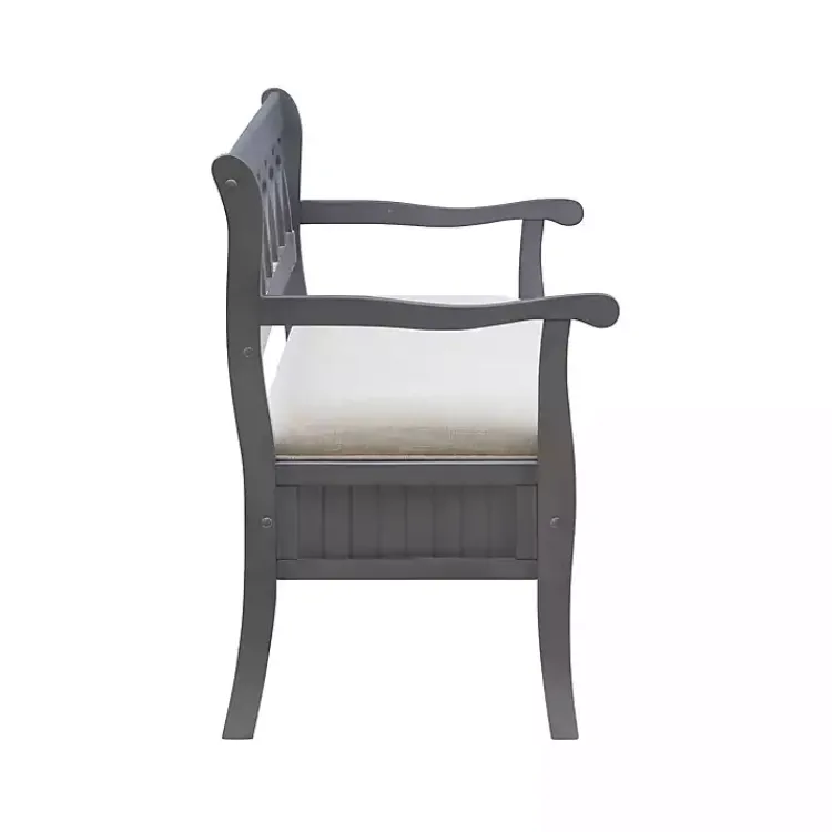 Kirklands Home Benches & Ottomans|Gray Wood Upholstered Storage Bench