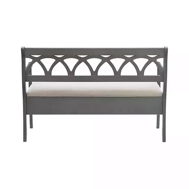 Kirklands Home Benches & Ottomans|Gray Wood Upholstered Storage Bench