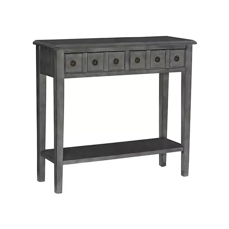 Kirklands Home Console Tables|Wooden Console Table with Double Drawers Gray