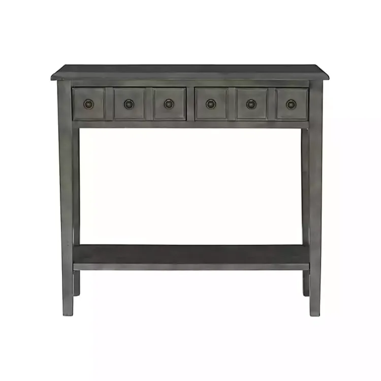 Kirklands Home Console Tables|Wooden Console Table with Double Drawers Gray