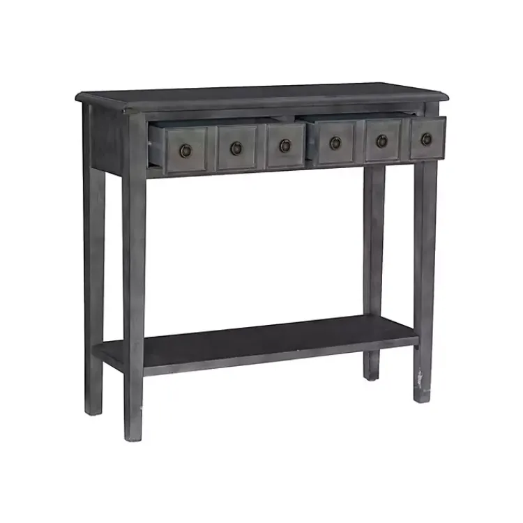 Kirklands Home Console Tables|Wooden Console Table with Double Drawers Gray