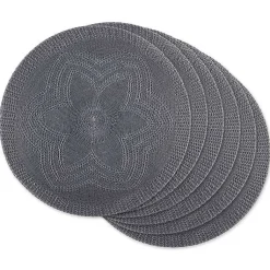 Kirklands Home Table Linens|Woven Round Placemats, Set of 6 Gray