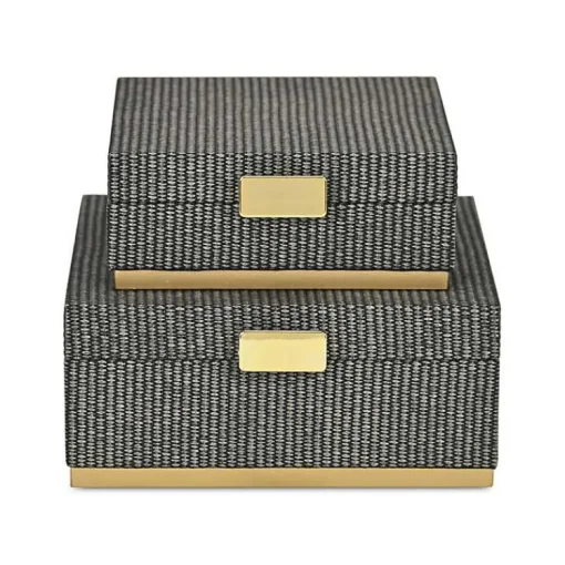 Sale Gray Woven Square Decorative Boxes, Set of 2 Baskets & Boxes