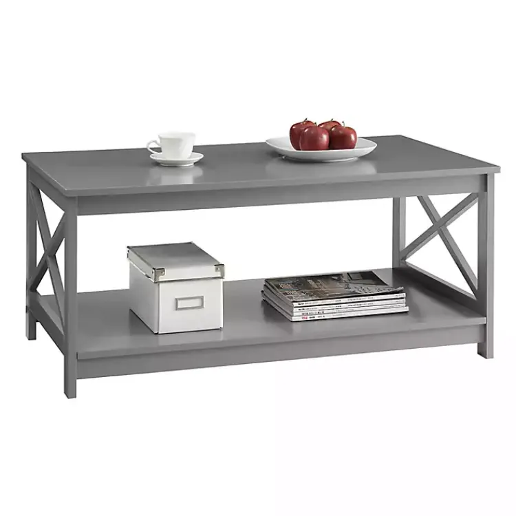 Kirklands Home Coffee Tables|X-Frame Single Shelf Coffee Table Gray