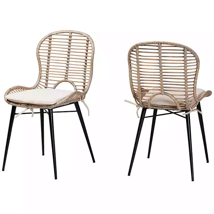 Kirklands Home Dining Chairs|Graywash Rattan Brenna Dining Chairs, Set of 2
