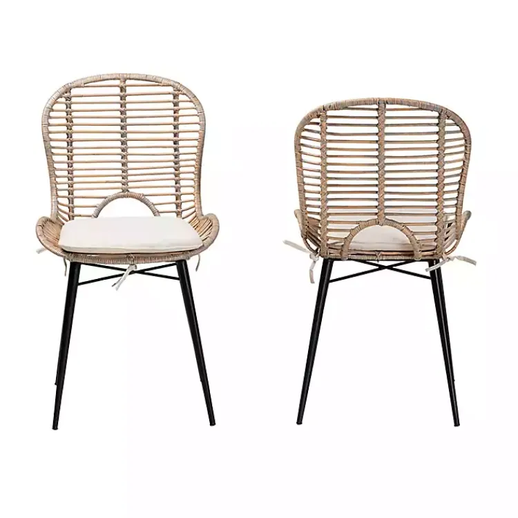 Kirklands Home Dining Chairs|Graywash Rattan Brenna Dining Chairs, Set of 2