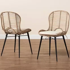 Kirklands Home Dining Chairs|Graywash Rattan Brenna Dining Chairs, Set of 2