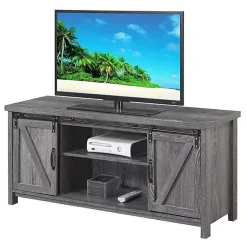 Kirklands Home Tv Stands & Media Consoles|wash Russ Barn Door Media Cabinet Gray