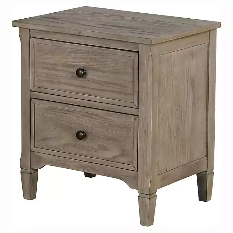 Kirklands Home Nightstands|Graywash Wood 2-Drawer Lyla Nightstand Brown