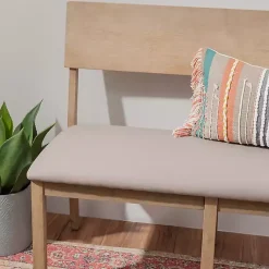 Kirklands Home Benches & Ottomans|wash Wood Upholstered Jorissen Bench Gray