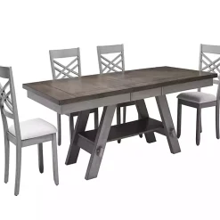 Kirklands Home Dining Chairs|Graywash Wood X-Back Dining Chairs, Set of 2 White