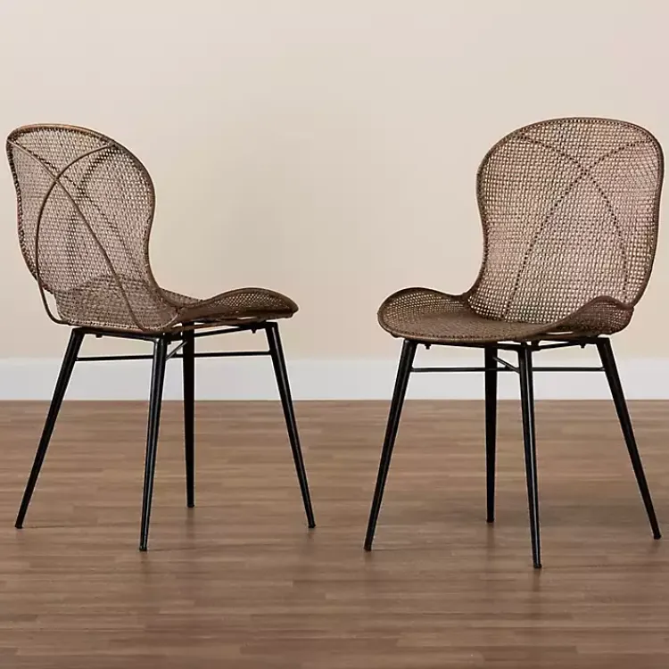 Kirklands Home Dining Chairs|Graywashed Rattan Dining Chairs, Set of 2 Brown