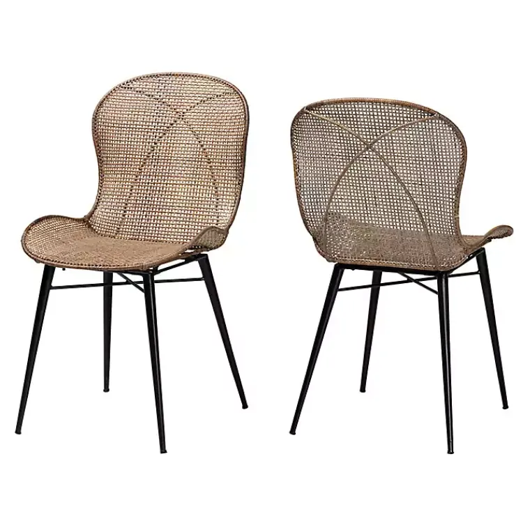 Kirklands Home Dining Chairs|Graywashed Rattan Dining Chairs, Set of 2 Brown