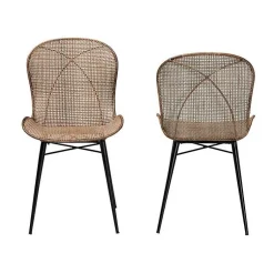 Kirklands Home Dining Chairs|Graywashed Rattan Dining Chairs, Set of 2 Brown