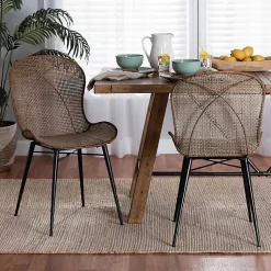 Kirklands Home Dining Chairs|Graywashed Rattan Dining Chairs, Set of 2 Brown