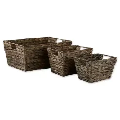 Discount Graywashed Woven Water Hyacinth Baskets, Set of 3 Baskets & Boxes