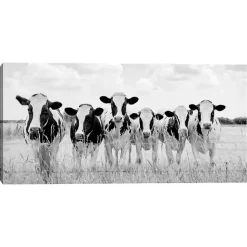 Kirklands Home Canvas Art|Grazing Cow Monochrome Canvas Art Print, 35x17 in.