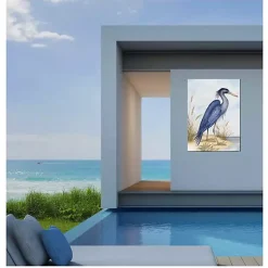 Kirklands Home Outdoor Wall Decor|Great Heron Outdoor Canvas Art Print Blue