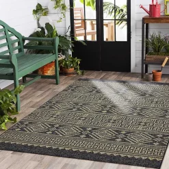 Kirklands Home Outdoor Rugs|Greek Key Sun Shower Outdoor Area Rug, 5x8