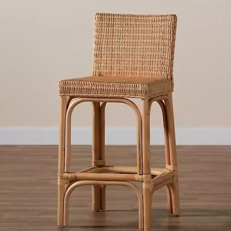 Kirklands Home Bar Stools & Counter Height Stools|Greek Natural Rat Woven Counter Stool Tan