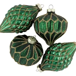 Green & Gold Onion & Finial Ornaments, Set of 4 Christmas Ornaments