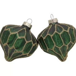 Green & Gold Onion & Finial Ornaments, Set of 4 Christmas Ornaments