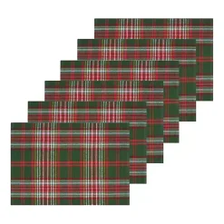 Clearance Green and Red Axel Plaid Placemats, Set of 6 Christmas Dining & Entertaining
