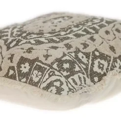 Green and Tan Medallion Fringe Pillow Pillows