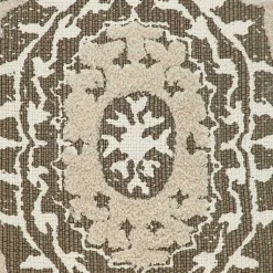 Green and Tan Medallion Fringe Pillow Pillows