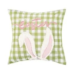 Best Green and White Gingham Bunny Ears Pillow Easter Decorations