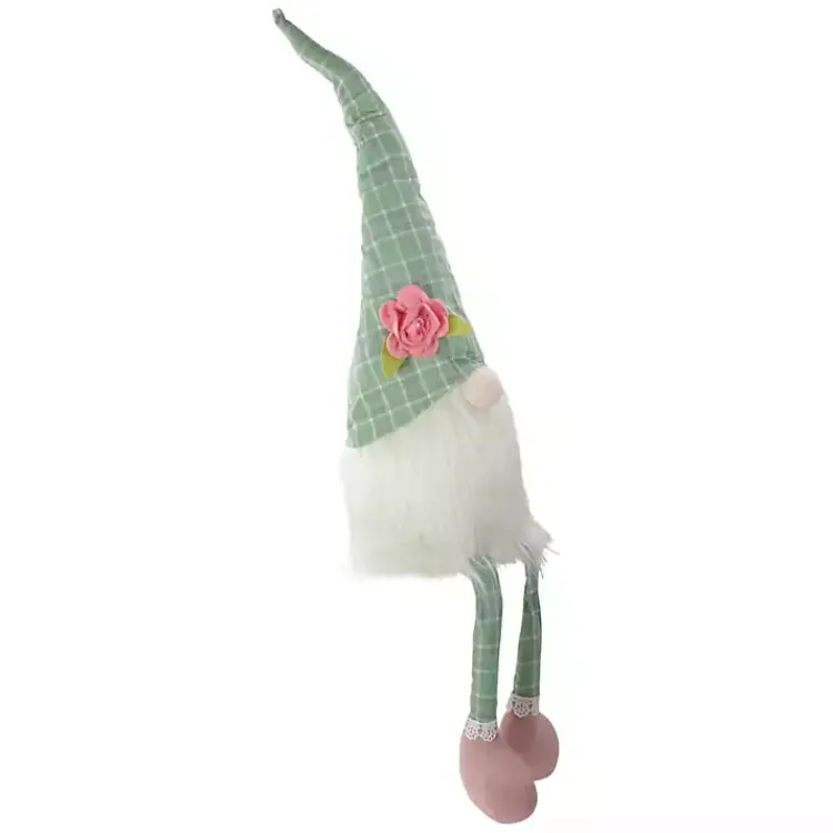 Discount Green and White Plaid Gnome Shelf Sitter Statues & Figurines