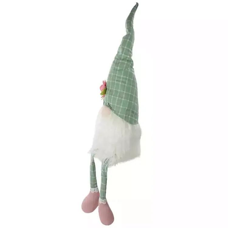 Discount Green and White Plaid Gnome Shelf Sitter Statues & Figurines
