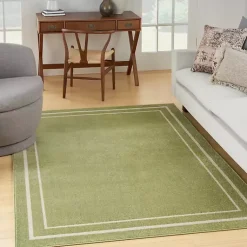 Kirklands Home Area Rugs|Green Bordered Indoor/Outdoor Area Rug, 6x9