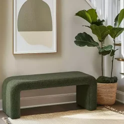 Kirklands Home Benches & Ottomans|Boucle Waterfall Bench Green