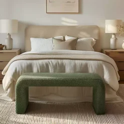 Kirklands Home Benches & Ottomans|Boucle Waterfall Bench Green