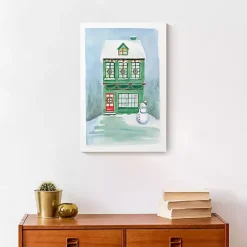 Hot Green Christmas House Canvas Art Print Christmas Art & Wall Decor